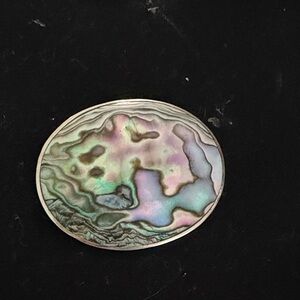 MEXICANA Iridescent Abalone Shell Oval Brooch in Green Pink Blue